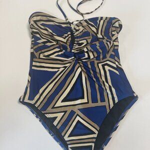 Banana Republic Geometric Double Key hole one piece swimsuit